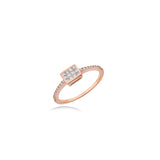Diamond Square Frame Engagement Ring in 18K Gold