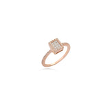 Diamond Square Frame Engagement Ring in 18K Gold