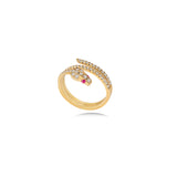 Diamond Snake Ring in 18K Yellow Gold