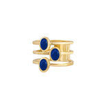 Multi-Coloured triple row 18K Gold Ring